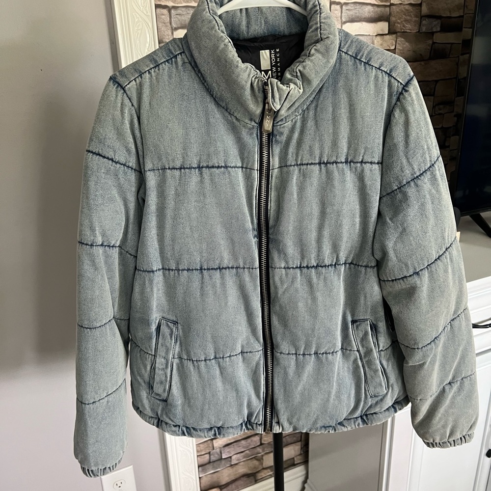 ❗️SALE- Women's Super Puffer Jacket, Navy Bleached Denim